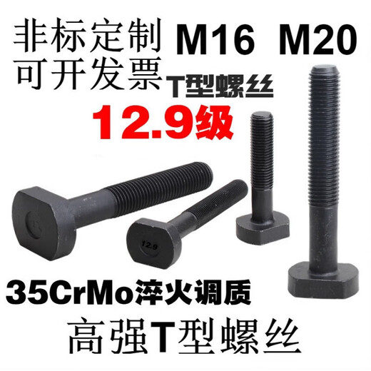 He Jiagong high strength 12.9 grade T-shaped screw/punch/milling machine/machining center/mold pressure plate T-shaped bolt 12.9 grade T wire M20*180