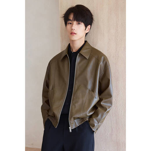 SEPTWOLVES PU soft leather jacket for men 2025 new spring and autumn lapel casual retro motorcycle leather jacket men's top Midnight Black 2XL (171Jin Jin equals 0.5kg -190Jin Jin equals 0.5kg)