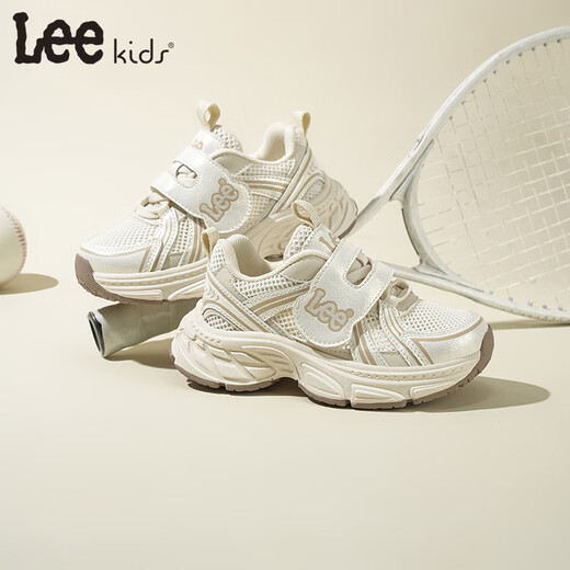 Lee Children's Shoes Spring New Children's Mesh Daddy Shoes Girls' Thick-soled Running Shoes for Boys and Girls Beige 26 Recommended Foot Length 157mm