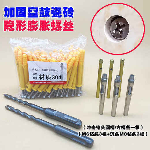 Wenzhi ceramic tile hollow drum special reinforcement nail wall fixing repair tool 304 stainless steel expansion screw dryer 304 no 304 stainless steel nails 6*60 50 sets