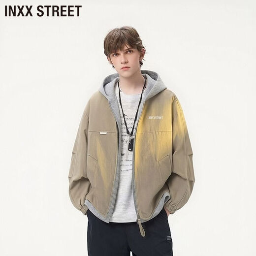 Inxx (inxx) INXX STREET fashionable casual jacket for men 2026 spring and autumn new trendy loose and versatile men's jacket khaki M