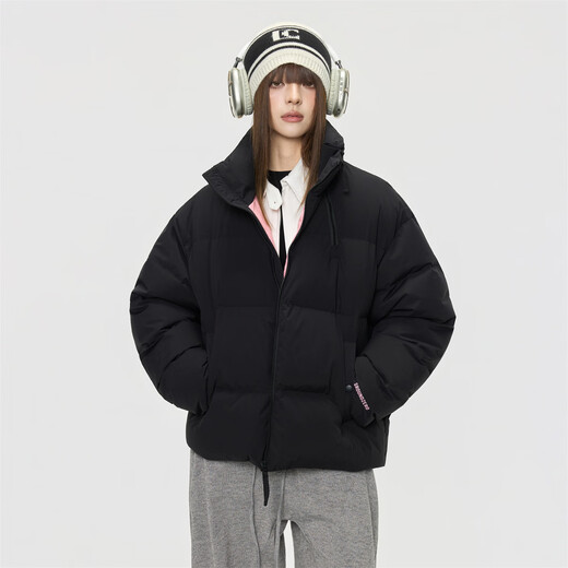 GROUND ZERO Autumn and Winter Couple Model 90 White Duck Down Stand Collar Thickened Warm Down Jacket Black S