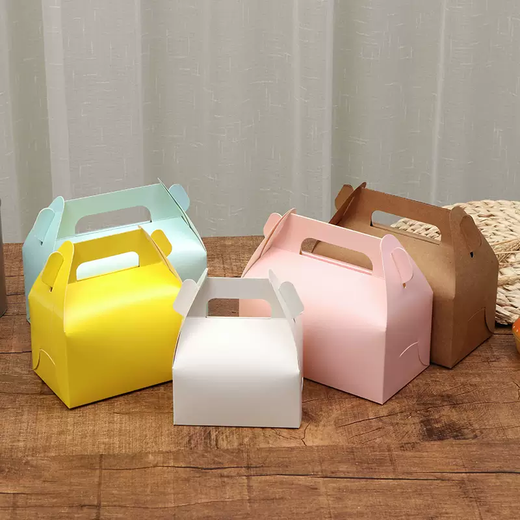 Yusenyi Portable Small Medium Large Mousse Cake Roll Western Pastry Snowflake Pastry Packaging Box Kraft Paper Egg Tart Dessert Packing Box Pink Small Size - 50 Sets of Ground Trays Size