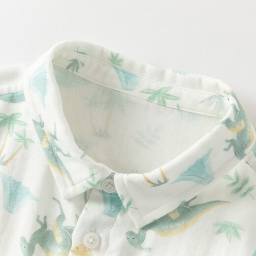 DAVE&BELLA boys' shirts 2026 summer new children's moisture-absorbent quick-drying shirts baby boys' short-sleeved tops children's bottoming shirts Dinosaur Forest ready stock 100 cm (recommended height 90-100cm)