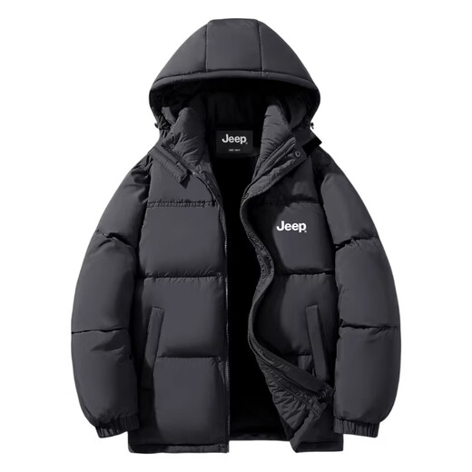Мужской повседневный пуховик JEEP в стиле ретро, весна 2026, новинка, свободные и удобные модные брендовые модные теплые топы, прозрачный серый, официальный подлинный размер 2XL, рекомендуется 160-175 Jin Jin равен 0,5 кг