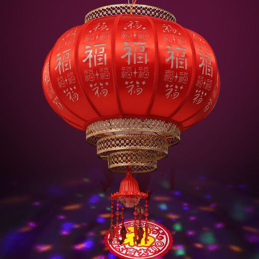 Xushansi New 2026 Antique Relief Rotating Sheepskin Red Lantern Lantern Outdoor Waterproof Balcony Courtyard Gate Decoration Rotation + Projection Round 60# More than enough every year One price