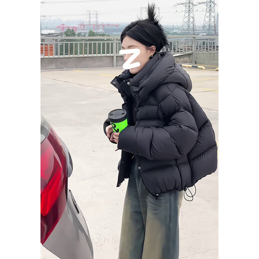 Playboy (PLAYBOY) Puff Black Short Down Jacket Damen 2026 Winter New Small 90 White Duck Down Thickened Bread Jacket Offizielles Flaggschiff Off-White S 80-105Jin Jin entspricht 0,5 kg