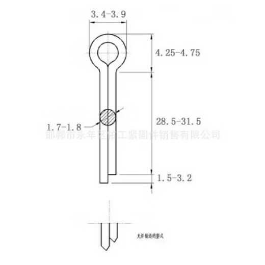 Ji Litian GB91 galvanized split pin hairpin pin latch pin U-shaped pin M1m1.5m2m3m4m5m6m8m10m12 M2*16