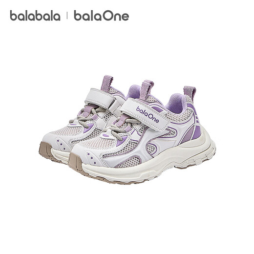 Balabala children's shoes children's outdoor shoes for boys and girls 2026 new spring and autumn breathable mesh sports jogging shoes non-slip shoes white and purple tone 00317 32 (foot length 20)