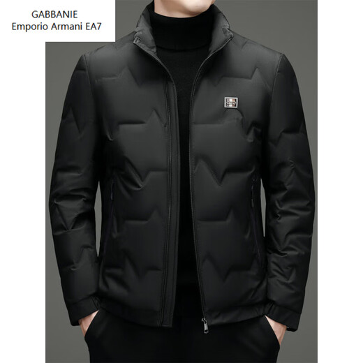 Emporio Armani EA7 Armani winter new men's down jacket for young and middle-aged people casual short stand-up collar thickened white duck down warm down black L 175