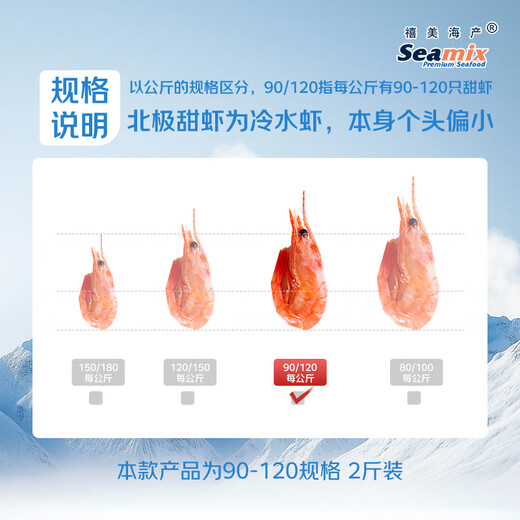 Ximei Seafood Arctic sweet shrimp with head seeds 2Jin Jin is equal to 0.5kg/box 90/120 head seed rate reference 95% Estonian sweet shrimp