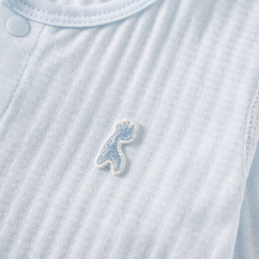 Tongtai (TONGTAI) baby short-sleeved jumpsuit summer pure cotton baby clothes for boys and girls, romper pajamas, jacquard summer clothes, blue 66cm