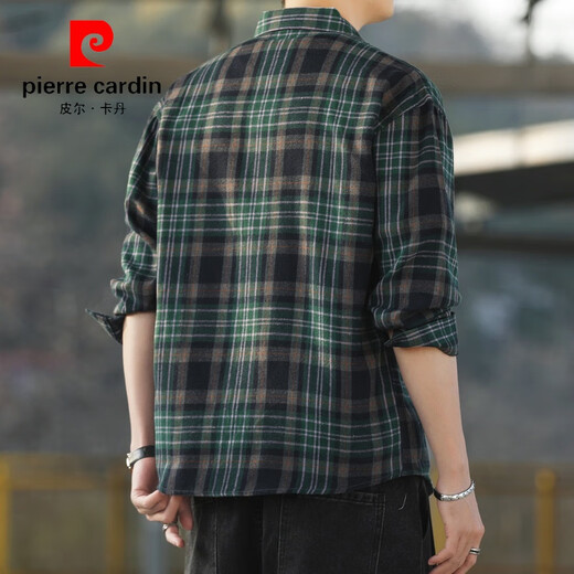 Pierre Cardin American Retro Plaid Shirt à manches longues pour hommes et femmes printemps et automne 2024 Nouvelle chemise de travail coréen lâche tricoté K12108 White L