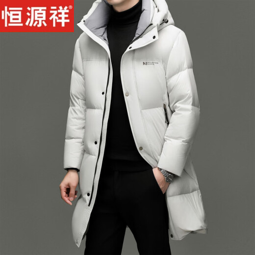 Hengyuanxiang Winter Down Jacket Men's Mid-Length Fashion Casual Thickened Warm Trendy Brand 2026 New Men's Jacket Black M 170