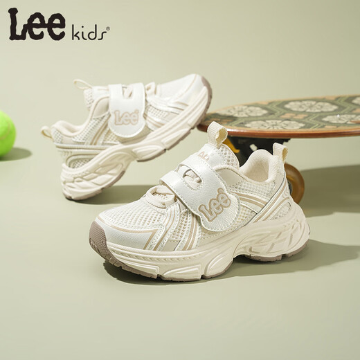 Lee Children's Shoes Spring New Children's Mesh Daddy Shoes Girls' Thick-soled Running Shoes for Boys and Girls Beige 26 Recommended Foot Length 157mm