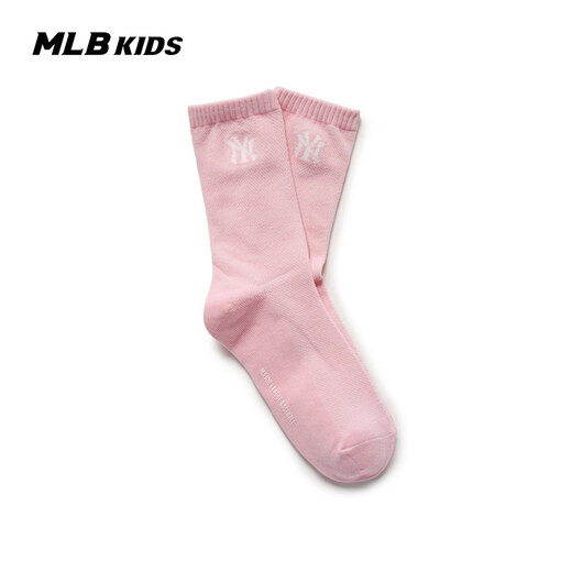 MLB children's official boys and girls classic LOGO soft, comfortable, trendy and versatile mid-calf socks 26 spring new style, light pink, one size fits all 19-23cm