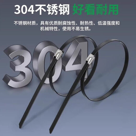 Stainless steel tie German 304 spray-painted stainless steel tensioner high strength anti-aging new self-locking metal resistant 4.6*400mm (100 strands 1 pack) 304 material