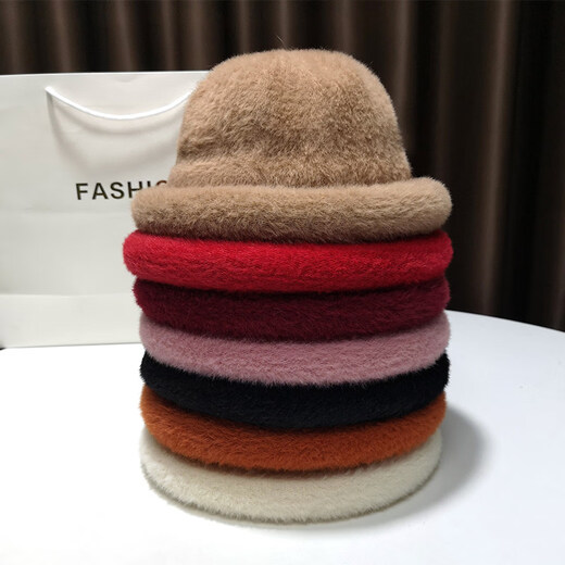 Woodpecker (TUCANO) plush French hat for women with velvet, warm Helburn scenery, foldable hat, winter women's short brim warm basin hat, black, one size fits all (recommended head circumference 54-58CM)