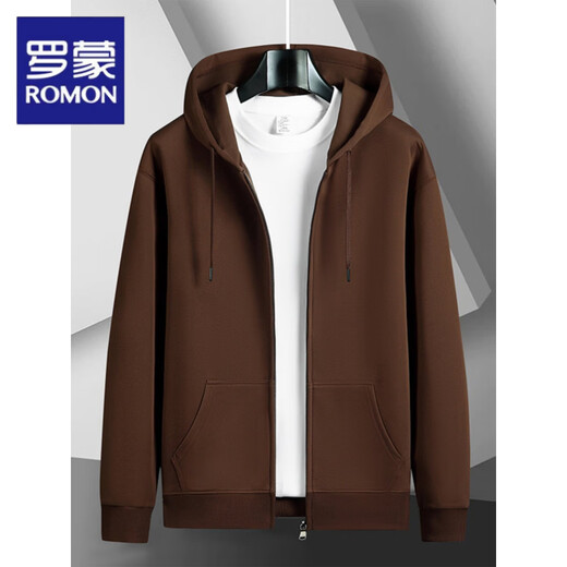 Luo Meng Spring and Autumn Sweater Men's Hooded Cardigan Zipper Men's Jacket Velvet Thickened Casual Men's Hoodie 2026 New Red No Velvet M