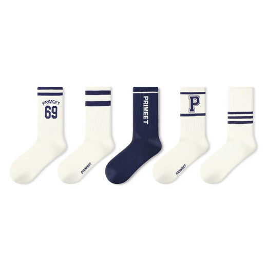 Pami socks for women spring and summer ins trend mid-tube socks American retro letter sports tennis spring and summer men's basketball stockings Graffiti World - Pack of 5 pairs One size fits all (suitable for sizes 36-43)