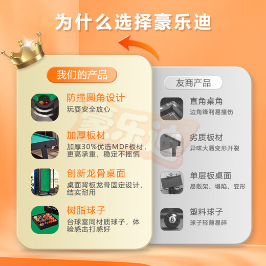 Holladi billiard table table tennis table two-in-one small foldable children's billiard table for boys' birthday and New Year's gift 160cm black leather model - wheeled single function foldable