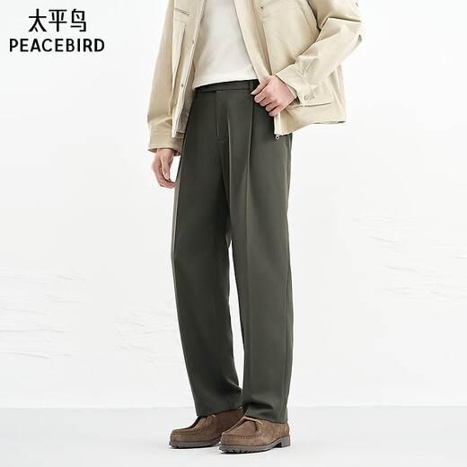 PEACEBIRD Men's Wear Shopping Mall Same Style Comfortable Fashion Casual Pants Straight Fit Casual Pants B1GAG1244 Dark Gray Green 1 M