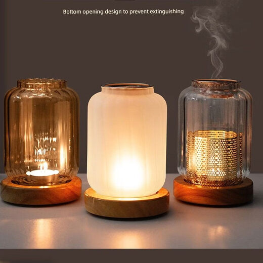 Shantou Lincun home beauty salon glass candlestick soothing lamp sandalwood powder fumigation furnace Chinese candle sunken lamp golden fumigation lamp