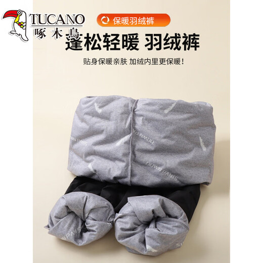 Woodpecker (TUCANO) White Duck Down Workwear Down Pants Women's Outer Wear 2026 Winter New High Waist Thickened Northeast Coldproof Long Warm Cotton Pants Black - Regular Style 2XL