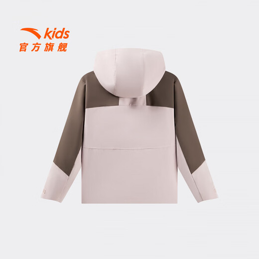ANTA children's jacket for girls and boys spring new hooded polar fleece water-repellent woven thick coat American brown/pink lilac-3 130