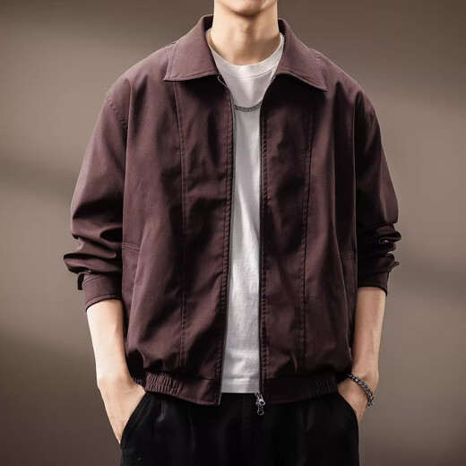 Noble color high-end American simple design lapel jacket for men 2026 spring and autumn trendy brand casual loose sports jacket for men