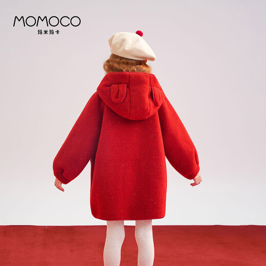 Mamie Maka (MOMOCO) children's clothing girls New Year's wear jacket 2025 winter style sweet fashionable coat for middle and large children red 120