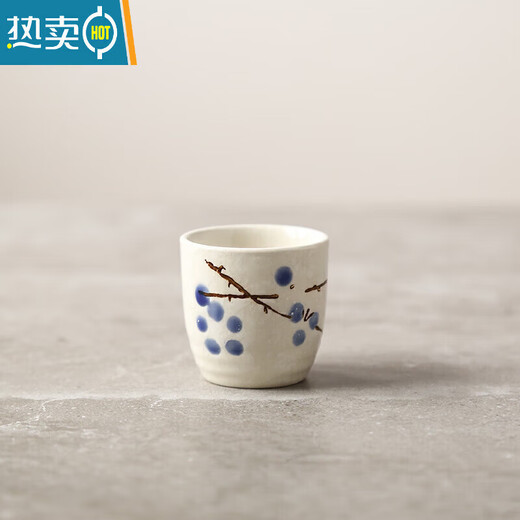 Tuojin sake pot, white wine ceramic wine set, home restaurant hot pot, small warm pot, pink sake pot + 2 blue plum wine glasses