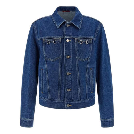 GUCCI Men's Jacket Warm and Durable Cotton Dark Blue Daily Street Denim Casual Blue One Size | 54
