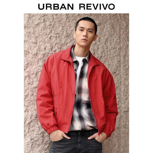 UR2026 spring new year of the horse men's fashionable stand-up collar zipper super loose jacket UMF160014 bright red S