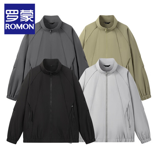 ROMON American stand-up collar deconstructed splicing jacket for men 2026 spring and autumn new trendy loose casual versatile cold-proof jacket Yunshuang White S 80-105Jin Jin equals 0.5 kg
