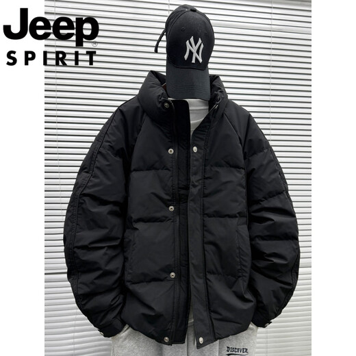 JEEP Jeep International Brand 2025 New Short Down Jacket Male Teenagers White Duck Down Stand Collar Loose Warm Jacket Beige L