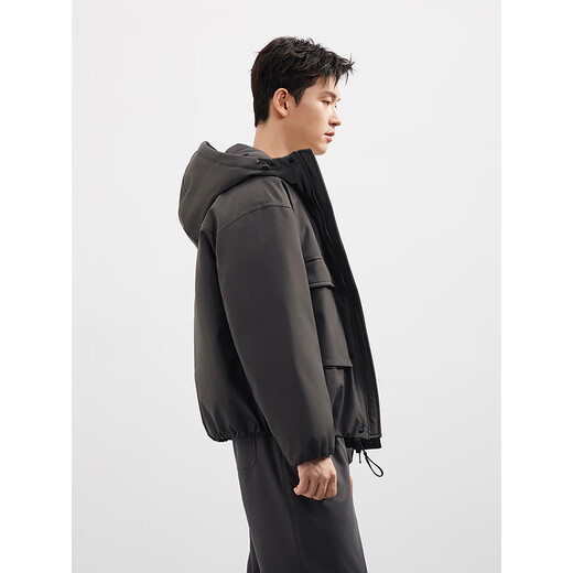 GXG men's three-proof hooded down jacket American work style 25 winter new style dark gray 170/M
