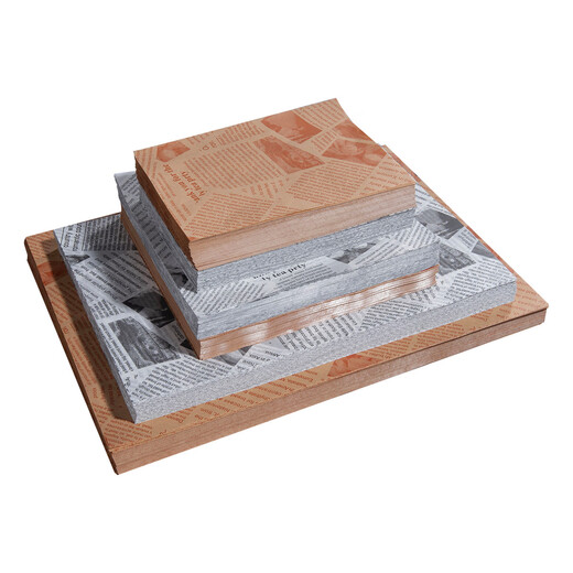 Fantasy paper, oil-absorbing paper pad, fried snack bread tray, grease-proof paper, baking oil paper sandwich, yellow newspaper 15x15cm, 500 sheets/pack