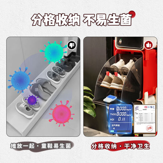 Fantasy Shoe Rack Shoe Storage Storage Shoe Box Layered Children's Shoe Storage Box Cream White + Cinnabar Red + Cream White + Children's Shoe Box Pattern Style