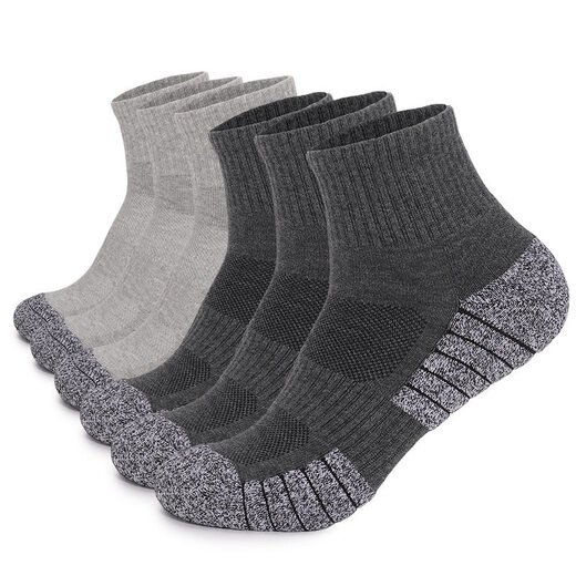 Four Seasons Men's Outdoor Sports Mid-calf Socks Thickened Towel Bottom Hiking Socks Sweat-Absorbent Basketball Running Socks Deodorant Mixed Color 4 Pairs S (35-38)