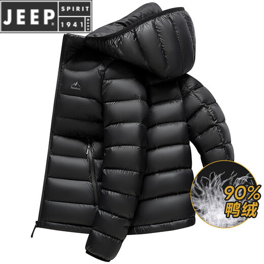 JEEP SPIRIT High Filling Capacity Lightweight Down Jacket Men's Spare Ribs 2025 Winter New Style Warm Jacket Black S