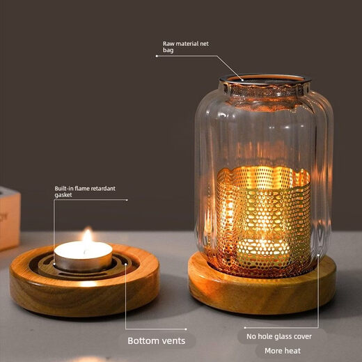 Shantou Lincun home beauty salon glass candlestick soothing lamp sandalwood powder fumigation furnace Chinese candle sunken lamp golden fumigation lamp