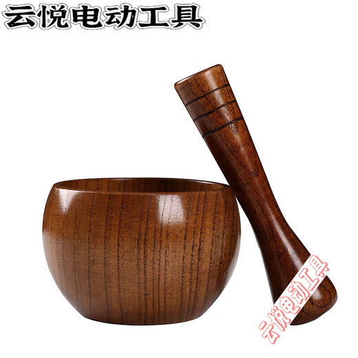 Meikejie sour jujube wood garlic pounder stone mortar old-fashioned garlic mortar household grinder garlic paste garlic pounder manual small garlic pounder + garlic pounding stick
