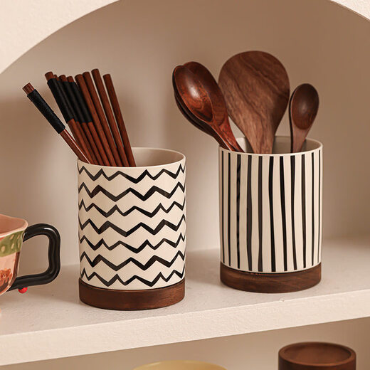 Tuojin German imported quality ceramic chopstick barrel holder household kitchen countertop drain quick chopstick cage chopstick bucket storage rack wavy chopstick barrel
