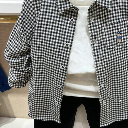 G.duck children's clothing 25 spring boys' cotton plaid long-sleeved shirt medium and large children's casual versatile shirt tops red 2 110 cm