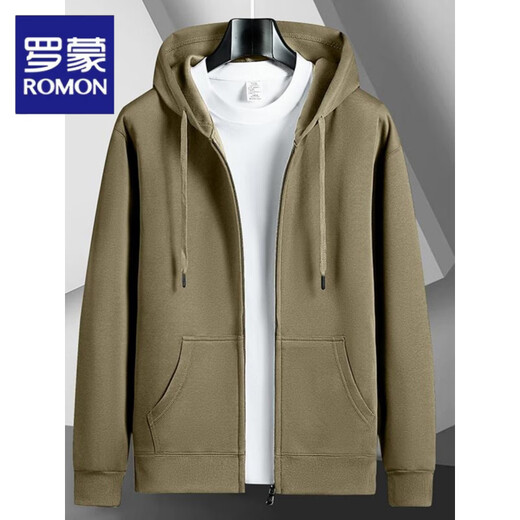 Luo Meng Spring and Autumn Sweater Men's Hooded Cardigan Zipper Men's Jacket Velvet Thickened Casual Men's Hoodie 2026 New Red No Velvet M