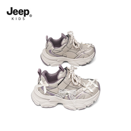Jeep children's sports shoes 2026 spring new thick-soled dad shoes mesh breathable functional running shoes for boys and girls Mi Purple 26 Shoe inner length 16.6cm