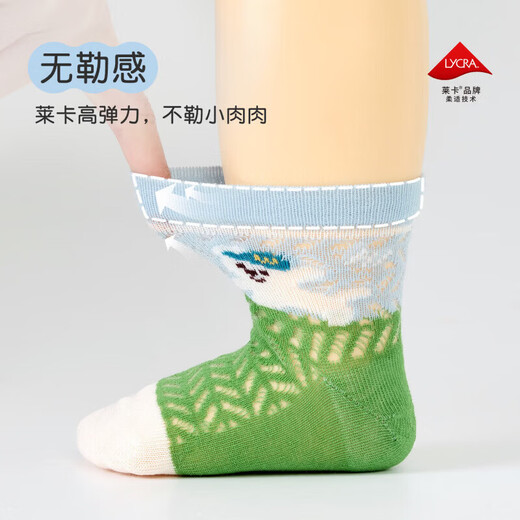 Nido Bear Children's Socks Boys' Summer Breathable Mesh Cotton Socks Boys' Baby Socks Six Pairs Baby Socks AW2412 Large Mesh 6 Pairs 6-12 Months (Suitable for Feet Length 9-11cm)