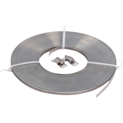 Xu ordered 304 stainless steel homemade hose clamps, thickened large pipe clamps, through holes, full-threaded steel straps, pipe hoops, bundles, 12.6mm, matching 304 buckle 1 piece