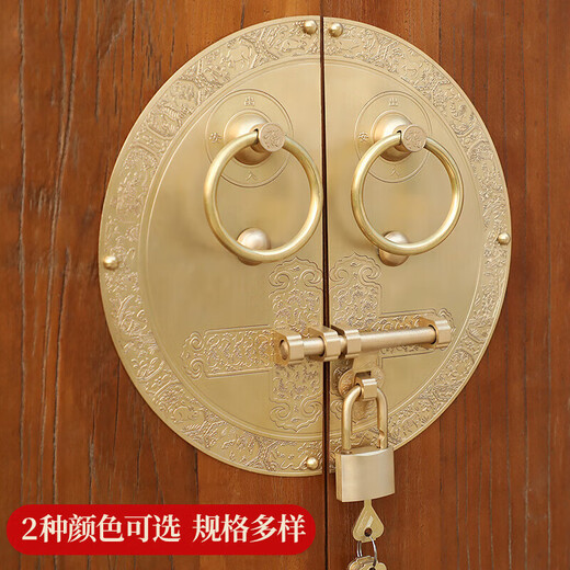 He Jiagong antique door lock handle hand-style copper door knocker villa courtyard wooden door bolt latch handle 30cm ordinary bronze color - (base card 1.5mm)